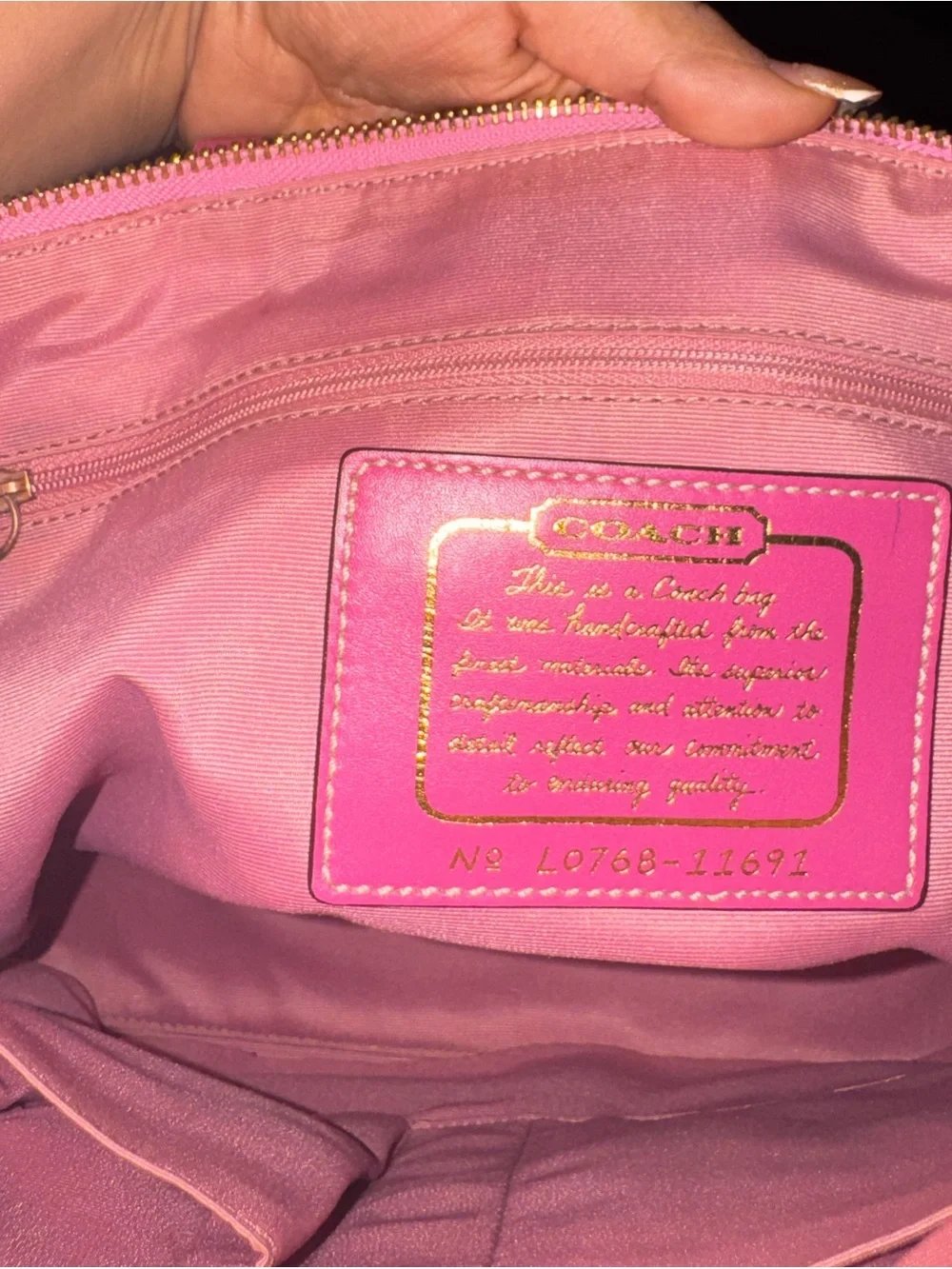 Authentic Coach Khaki and Pink Signature Stripe Tote Y2k